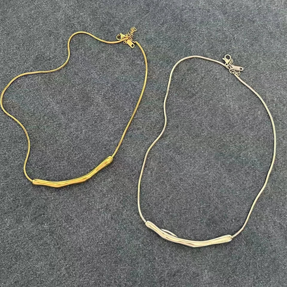 ZAKOL European and American Fashion Stainless Steel Gold Color Collar Bone Chain for Women Fashion Short Necklaces Jewelry