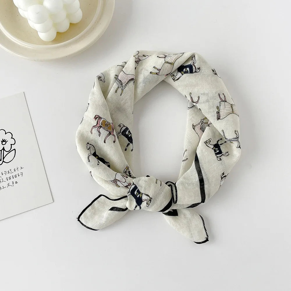 Fashion Square Scarf 1pcs Cotton Rich Summer Scarf Digital Printed Head Scarf for Women Versatile Lightweight Wrap Chic