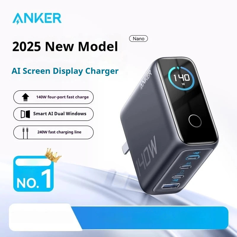 Anker Zolo 140W GaN Charger AI Display Screen Four-Port Fast Charge Mobile Phone Chargers Portable Phone Power Adaptor Original