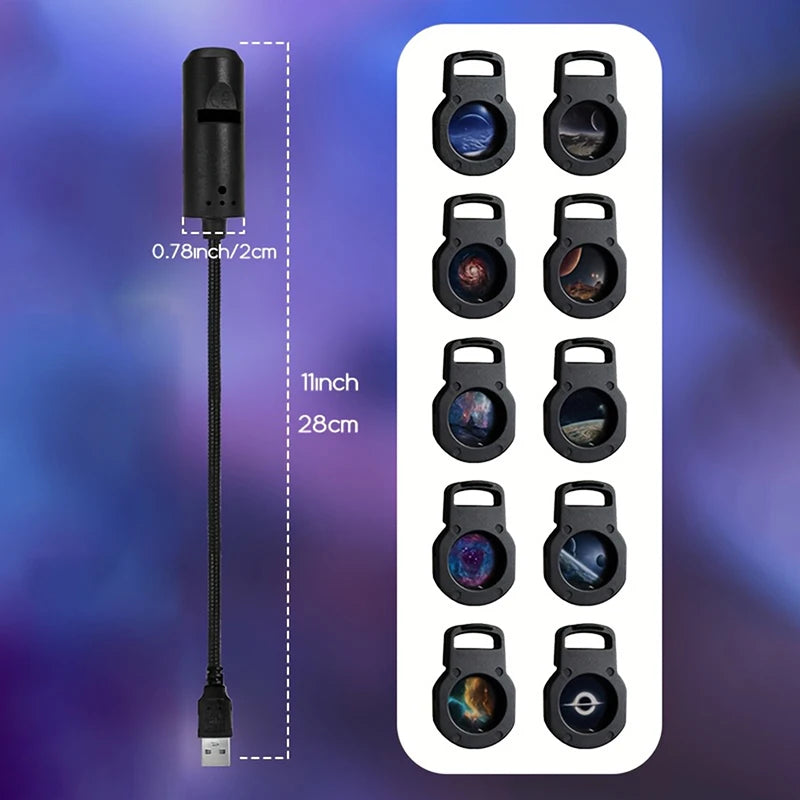 1 Light+10 Pictures Change LED Galaxy Projector, Starry Sky Lighting Night Light LED Galaxy Projection Light