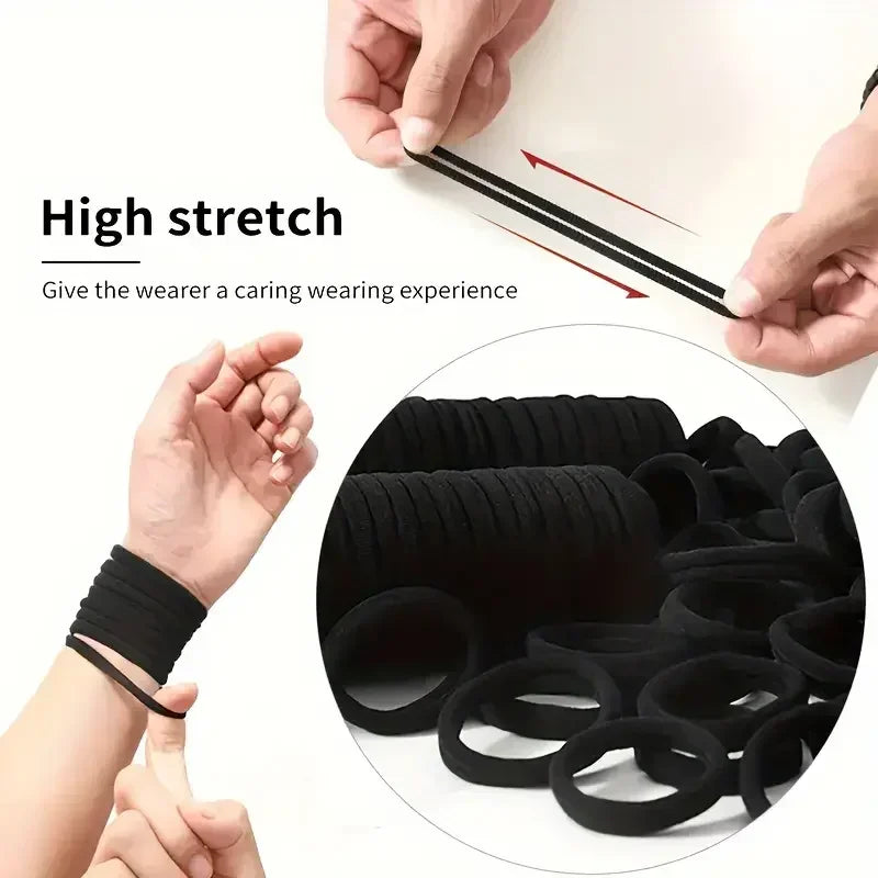 10-100pcs High Elastic Hair Bands for Women Girls Black Basic Hair Tie Headband Simple Ponytail Holder Headwear Hair Accessories