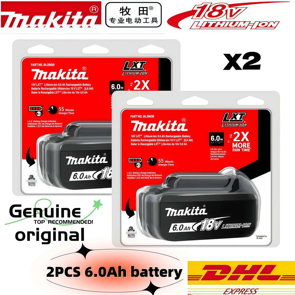 100% Genuine Original Makita 6.0Ah 18V Rechargeable Battery, BL1860B Makita 18V Battery BL1850 BL1840 BL1860 Replacement Lithium