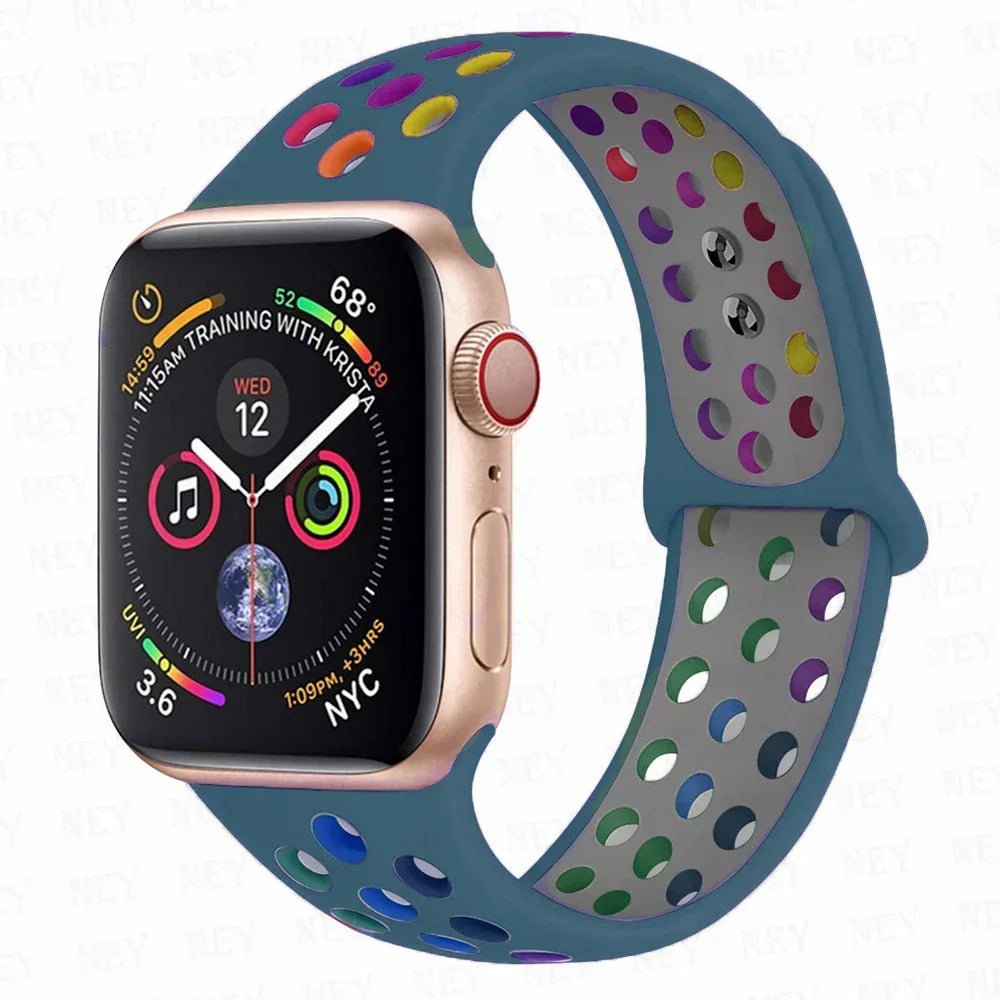 Sport Strap For Apple Watch Band 45mm 49mm 44mm 40mm 41mm 42mm Silicone bracelet correa iWatch Ultra 2 Series 9 8 SE 7 6 5 4 3