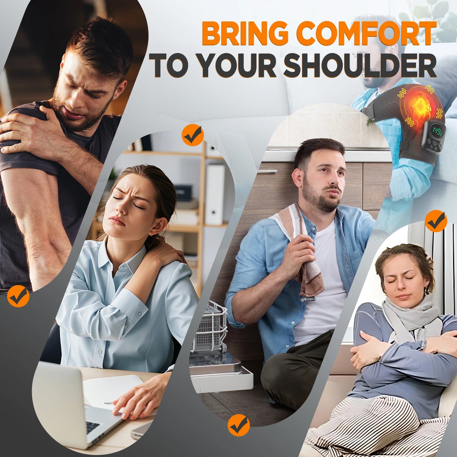 Electric Shoulder Massage Machine Heated Vibration Back Shoulder Belt Brace Relax Shoulder Neck Muscle Massagers Health Care