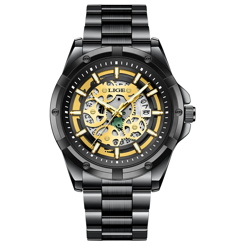 LIGE Business Men's Watches Waterproof Calendar Luminous Fashion Quartz Watch For Man Stainless Steel Male Clock Reloj Hombre