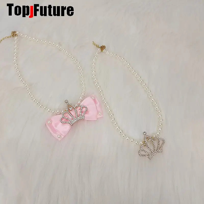 Subculture Spice Y2K Harajuku Gothic Mars Gal Women Gorgeous Crown Pearl Party Lolita Cosplay Punk Necklace Girl Collar