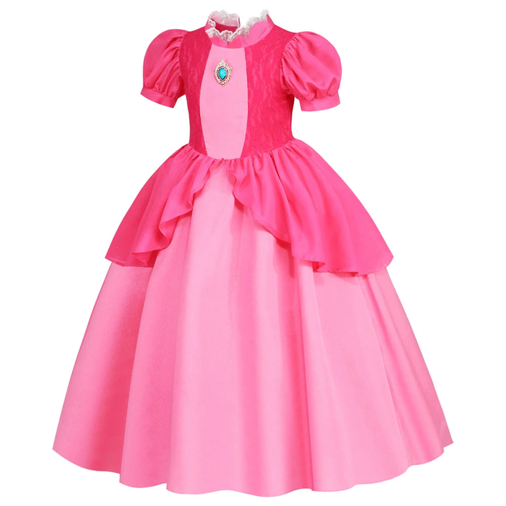 Peach Dresses For Girls Halloween Costume Carnival Birthday Dress Princess Clothes Party Cosplay Kids Vestidos