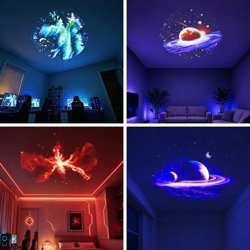 Starry Sky Light USB Plug in 360°Rotating Projector Night Light Bedroom Creative LED Night Light Moon Star Atmosphere Night Lamp