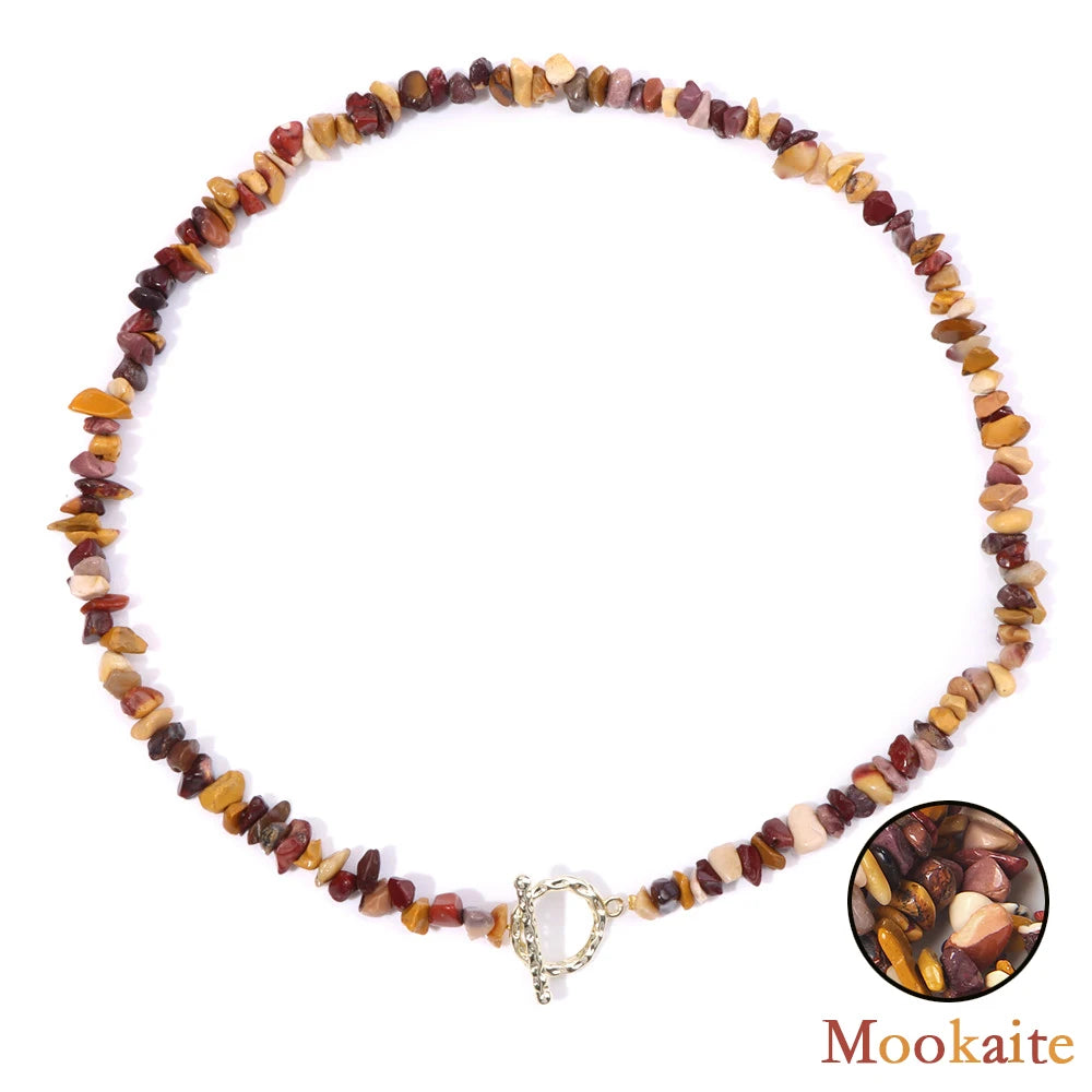 Healing Bohemian Gem Gravel Natural Semi-precious Stone Necklace Women's Fashion Necklace Jewelry Collares Para Mujer Female