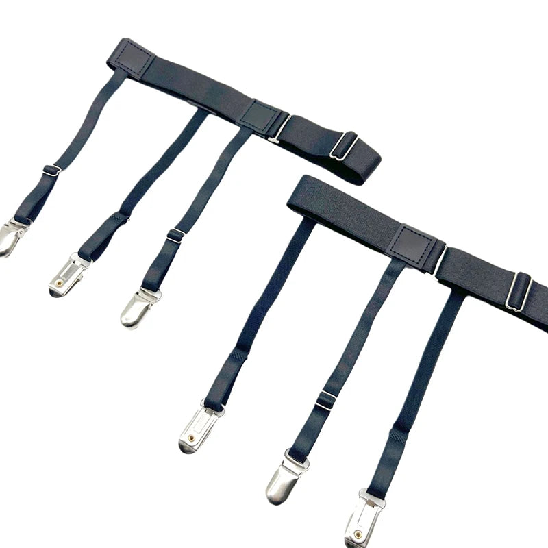 **1 Pair Men Shirt Stays Belt With Non-slip Locking Clips Keep Shirt Tucked Leg Thigh Suspender Garters Adjustable Locking Strap
