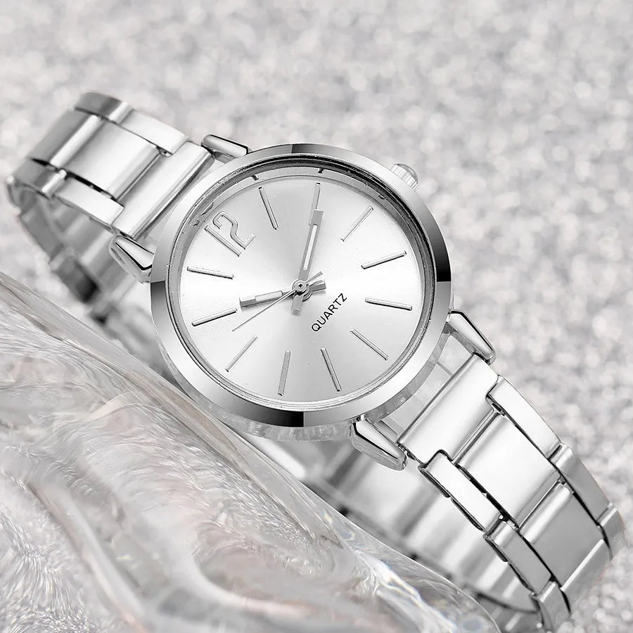 2PCS Set Fashion Luxury Women's Watch Gold Fine Strap Ladies Watch For Bracelet Montre Femme Female Wrist Watch Women Clock