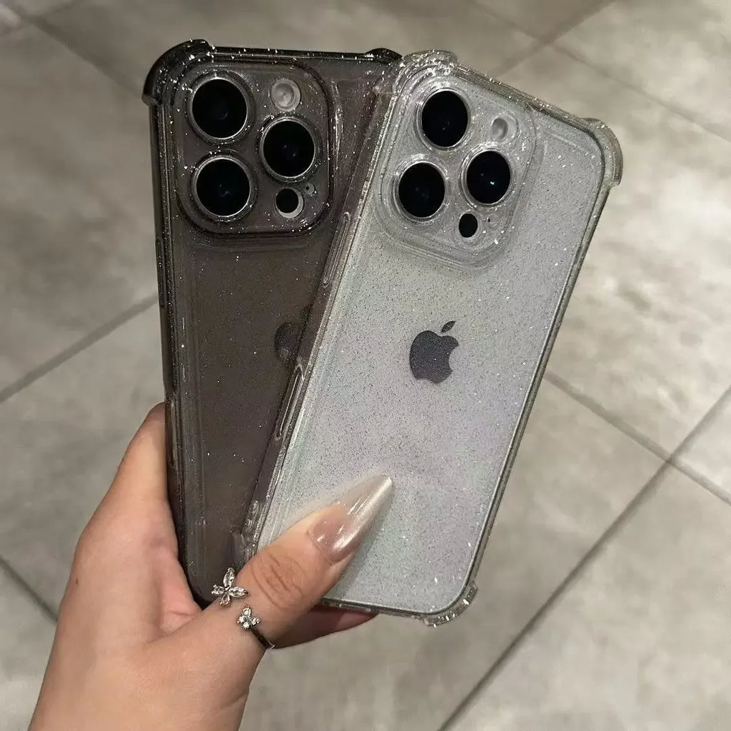 Luxury Shockproof Clear Bling Glitter Phone Case For iPhone 17 16 15 14 13 12 11 Pro Max Plus 16E Transparent Soft Bumper Cover
