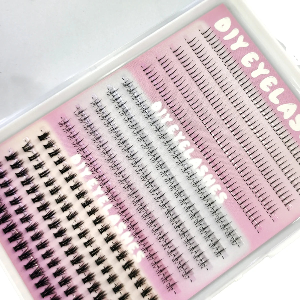 390PCS Bottom Lashes Extension15rows Lower Eyelash Clusters 3 Styles Individual Lashes DIY Wispy Natural Look Clear Band