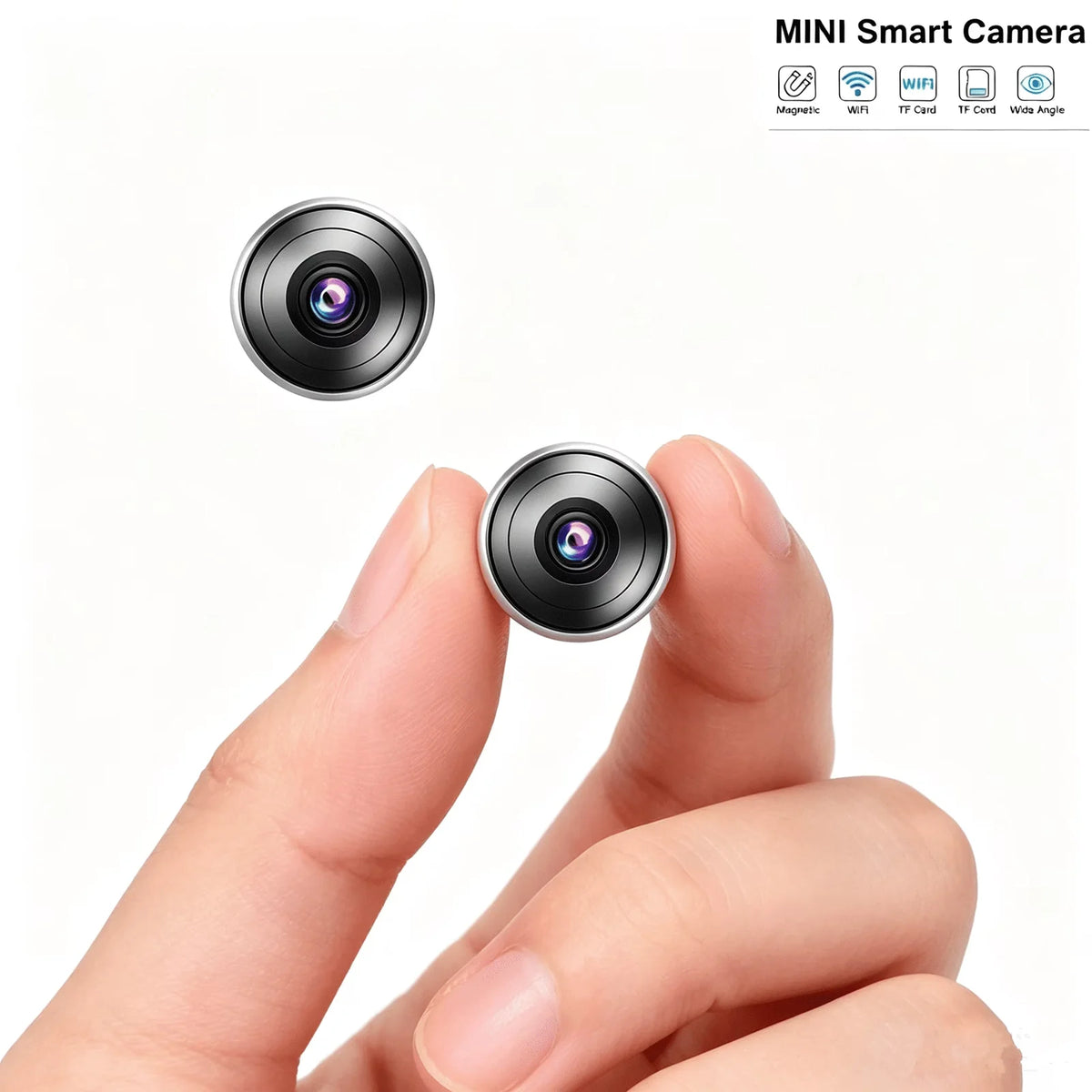 P1 Mini WiFi Security Camera, 4K Ultra HD tiny surveillance cam with infrared night vision, motion detection alert, loop recording. Compact portable design for home, office, car indoor monitoring. Real‑time phone remote vie
