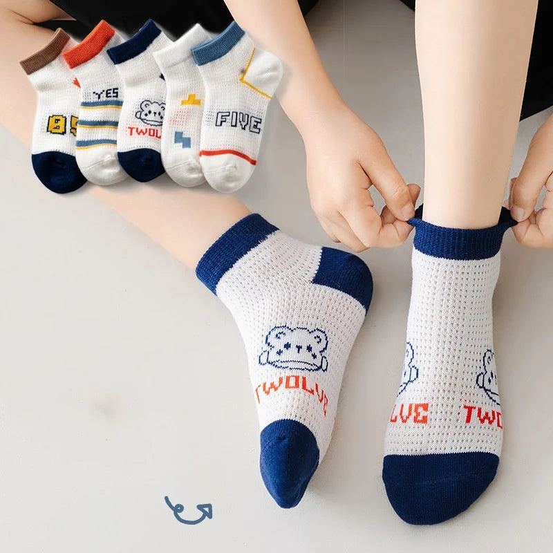 Kids Socks 5 Pairs/Lot Spring Summer Cotton Girls Socks Cute Flowers Pattern for Children Baby Little Girl Clothing Accessories
