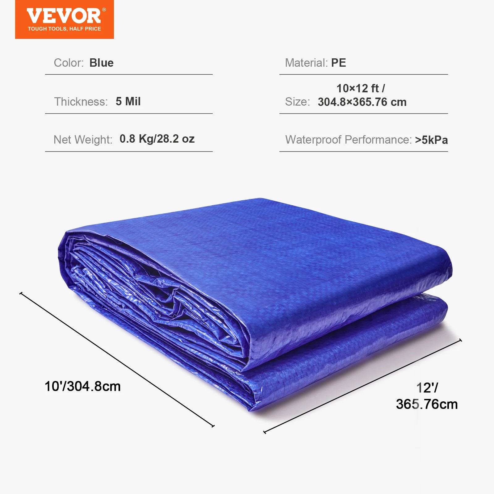 SucceBuy Heavy Duty Tarp Waterproof Tear Proof Poly Plastic Tarps Cover Multi-Purpose Outdoor Tarpaulin with Grommets for Truck