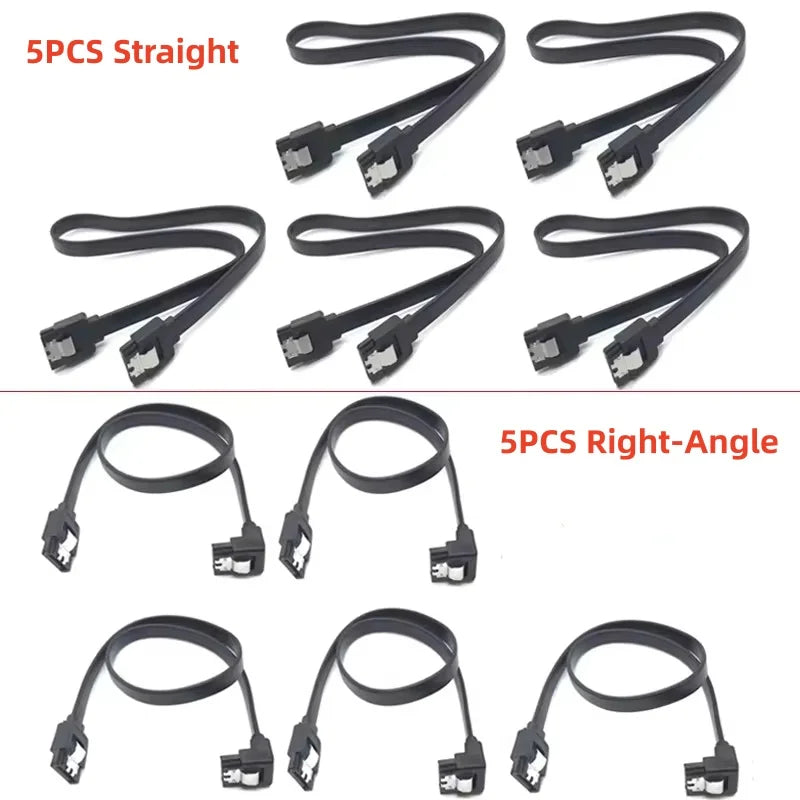 1-10PCS SATA Cable 6Gbps, sata 3 Cable, HDD ssd Data Cable, 7 pin SATA III Cable with Locking Latch for Hard Drives sata HDD/SSD