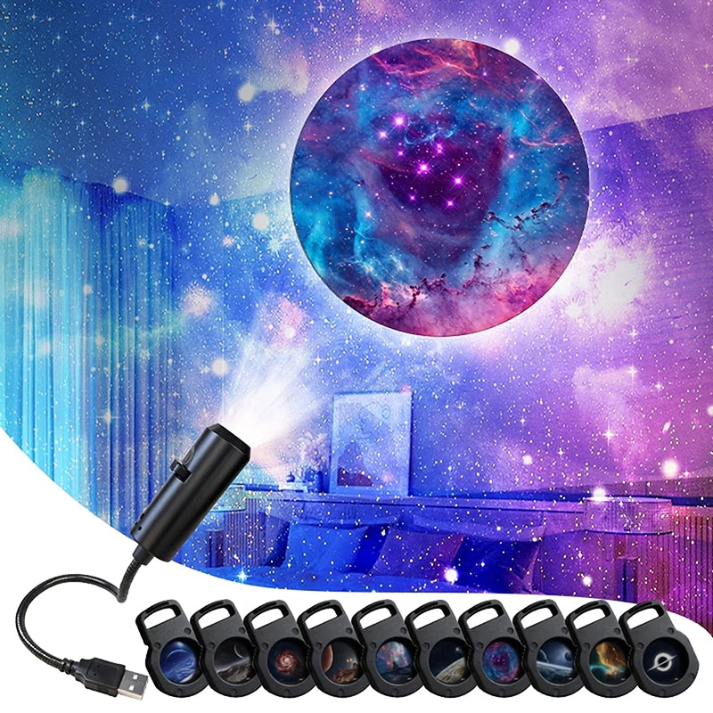 LED Galaxy Projector 1 Lighting Mode 10 Style Image Change Home Bedroom Party Ceiling DecorHot Sale