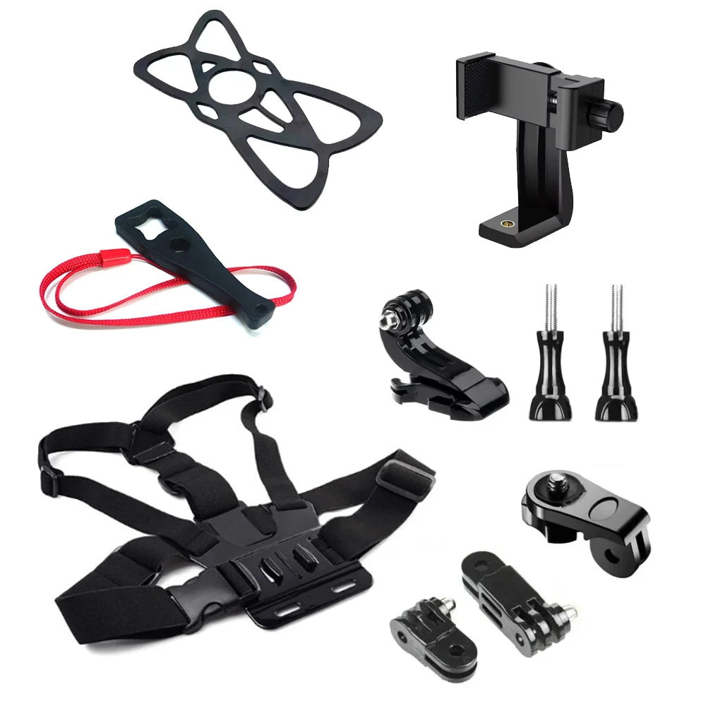 Accessories Kit Head & Chest Strap Mount Adjustable Phone for GoPro Insta360 DJI OSMO Nano SJCAM AKASO Action Camera Smartphones