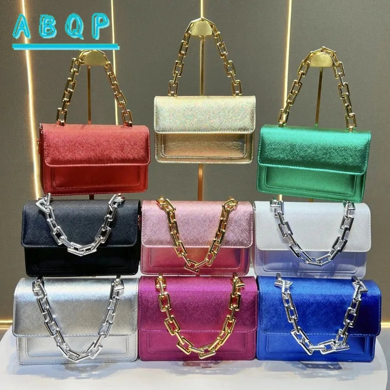 New Evening Women's Bags Luxury Brand Shiny Leather Dinner Party Women's Handbags Fashionable Women's Shoulder Crossbody Bags