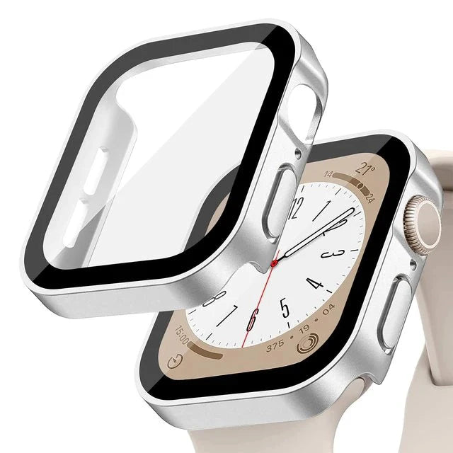 Glass+Case For Apple Watch 7 8 45mm 41mm 49mm 44mm 40mm straight edge Screen Protector Cover Case iWatch 5 SE 6 7 8 9 Ultra 49mm