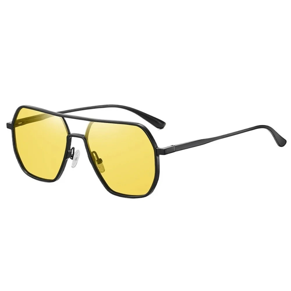 New Metal polarized Double Beam Photochromic Sunglasses For Men Drive Night Vision Glasses Fashion Shade For Men Women