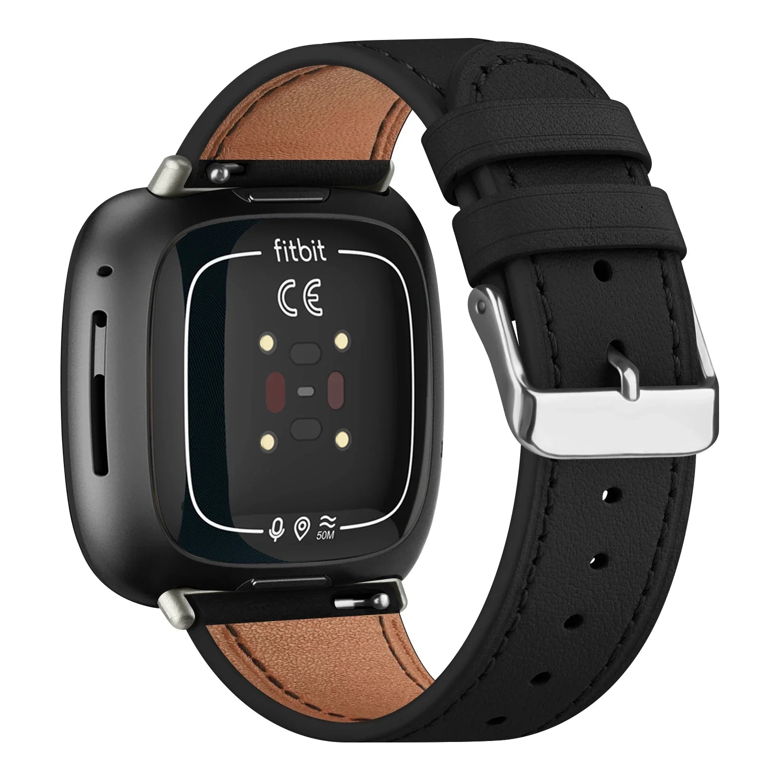 Real Leather Watch Band For Fitbit Versa 3/Versa 4 Strap Bracelet For Fitbit Sense/Sense 2 Band Adjustable Wristband Replacement