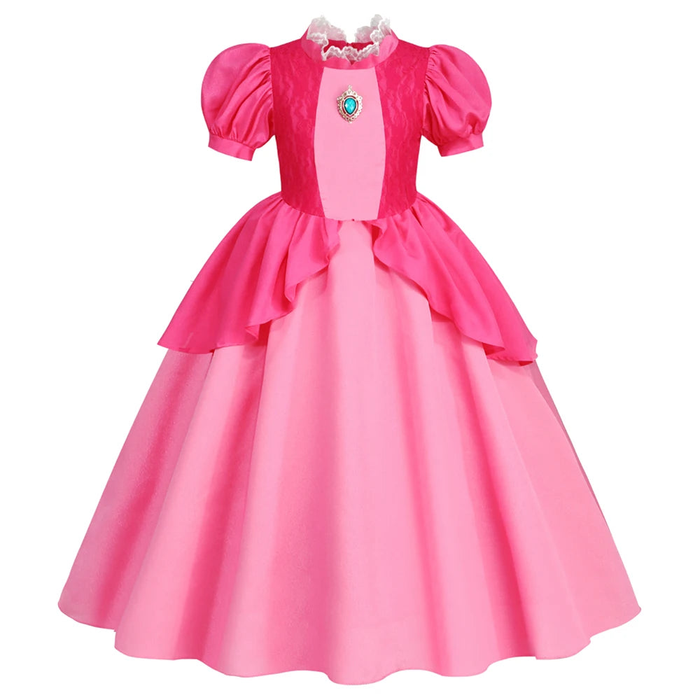 Peach Dresses For Girls Halloween Costume Carnival Birthday Dress Princess Clothes Party Cosplay Kids Vestidos