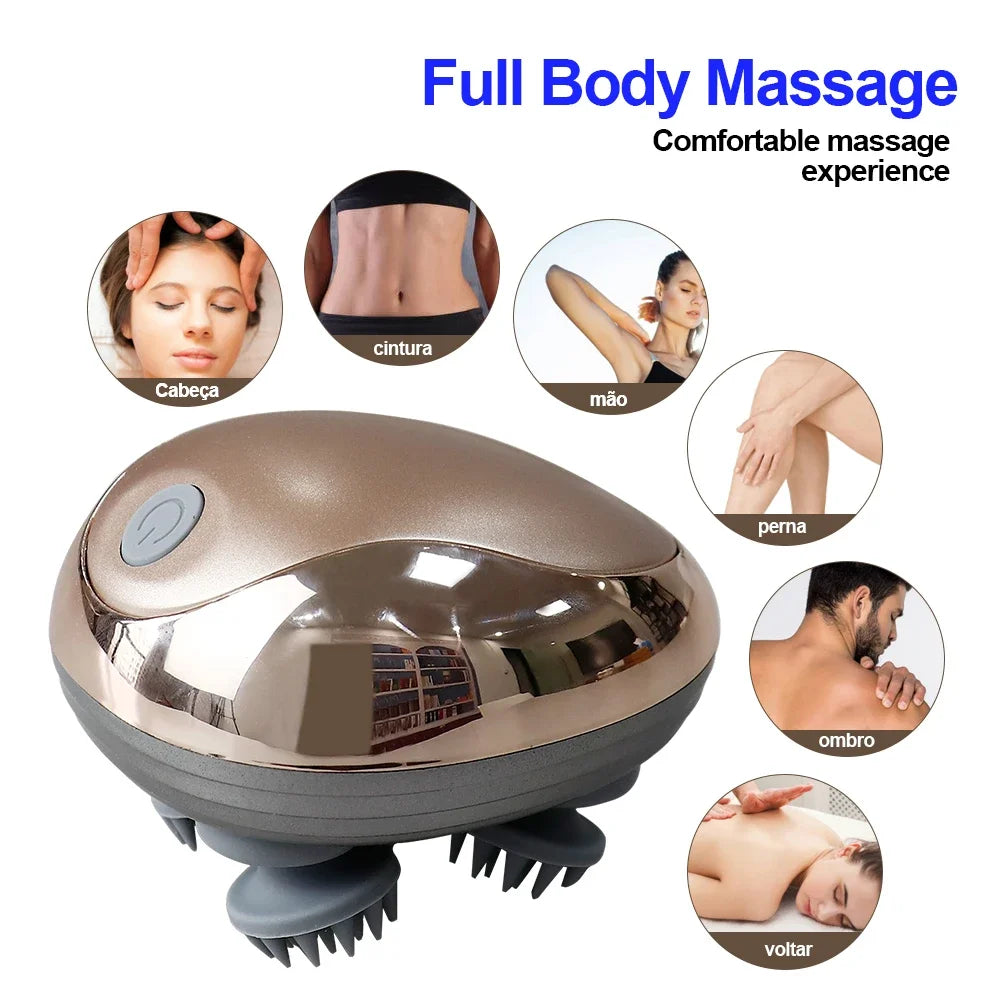 Electric Scalp Massager Silicone Head Scalp Kneading Vibration Device 6 Mode for Hair Growth Stress Relax Waterproof Massageador