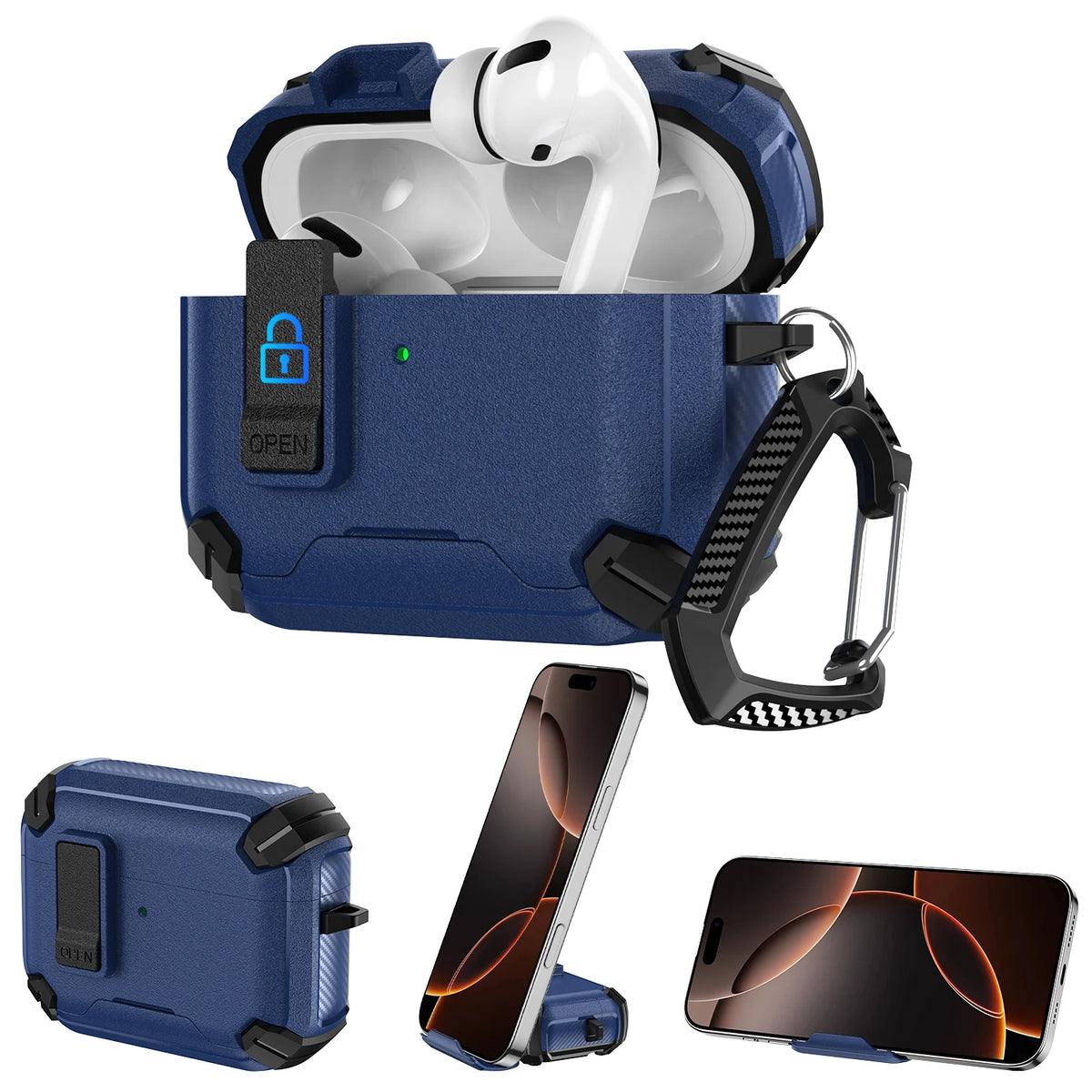 New Security Lock Case For AirPods Pro 3 Pro2 Pro 4 Cover TPU PC Phone Stand Design Protective Cases Fundas Earphone Accessories