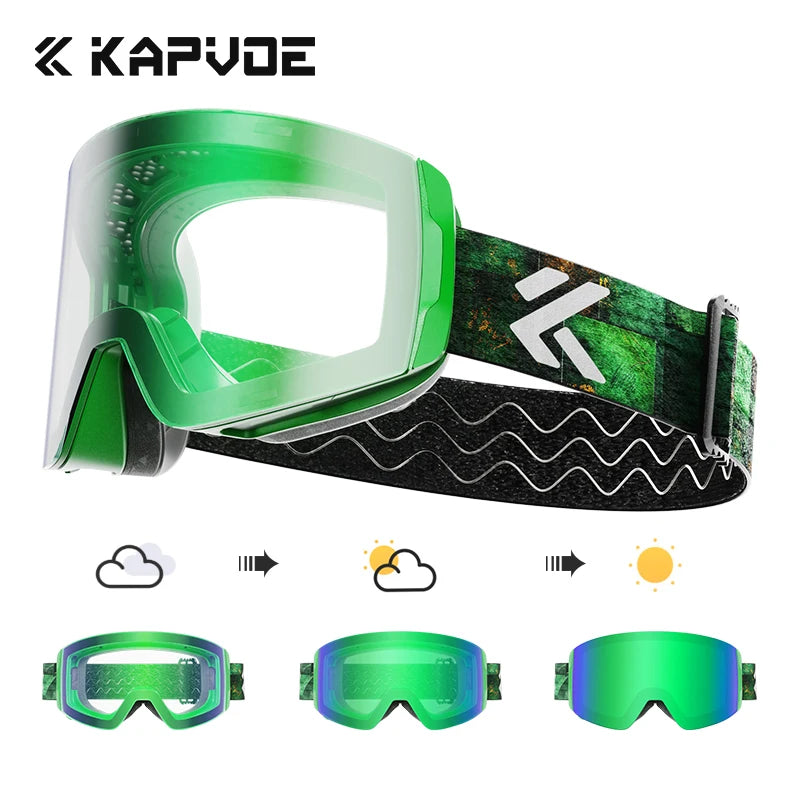 KAPVOE Outdoor Ski Goggles Men Snowboard Glasses Women Winter Snow Sunglasses UV400 Magnetic Attraction Anti-Fog Skiing Goggles