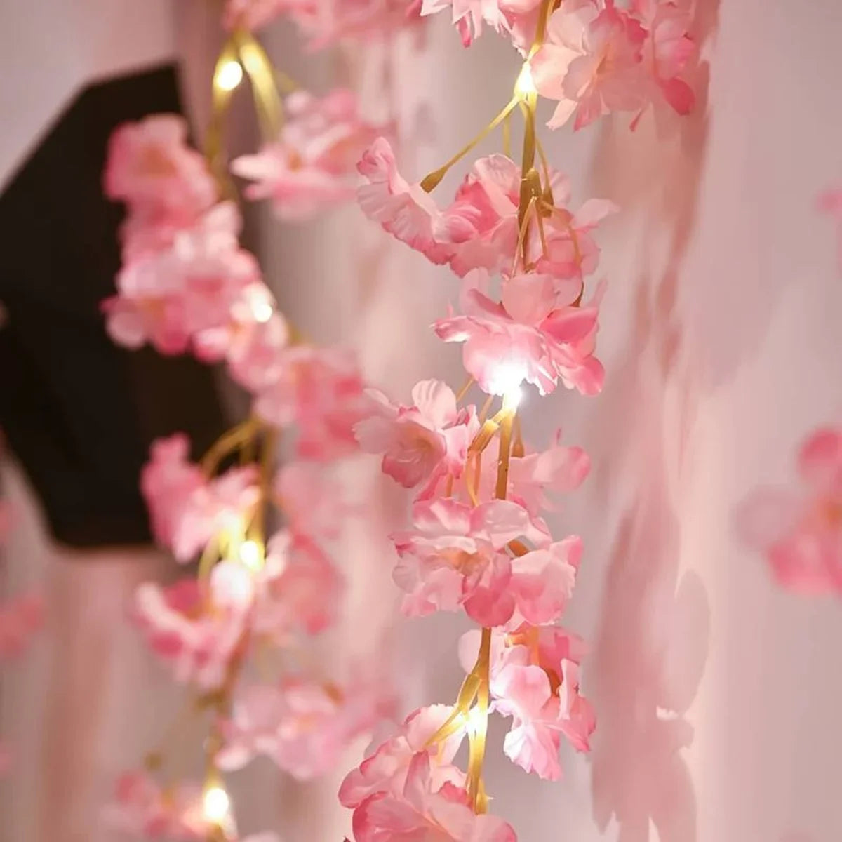 1/2/5M Cherry Blossom String Light Garland Artificial Flower Vines Fairy Lights for Bedroom Wedding Party Holiday Decoration