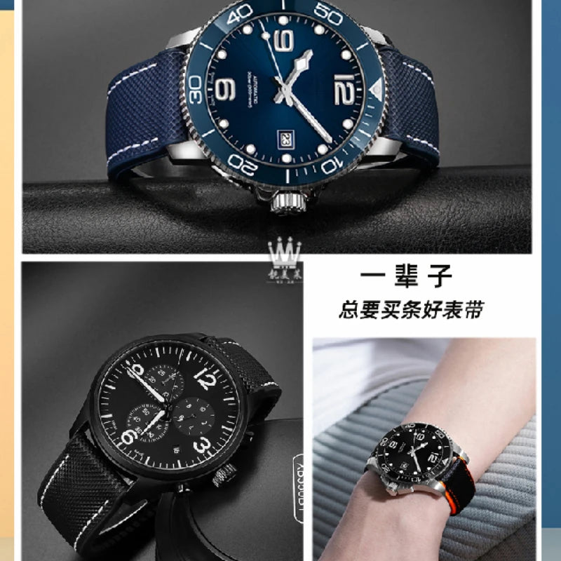 For Longines Seiko water ghost Hamilton series nylon rubber Bottom watch strap 20mm 22mm 23 Strap Men soft Waterproof Wrist Band