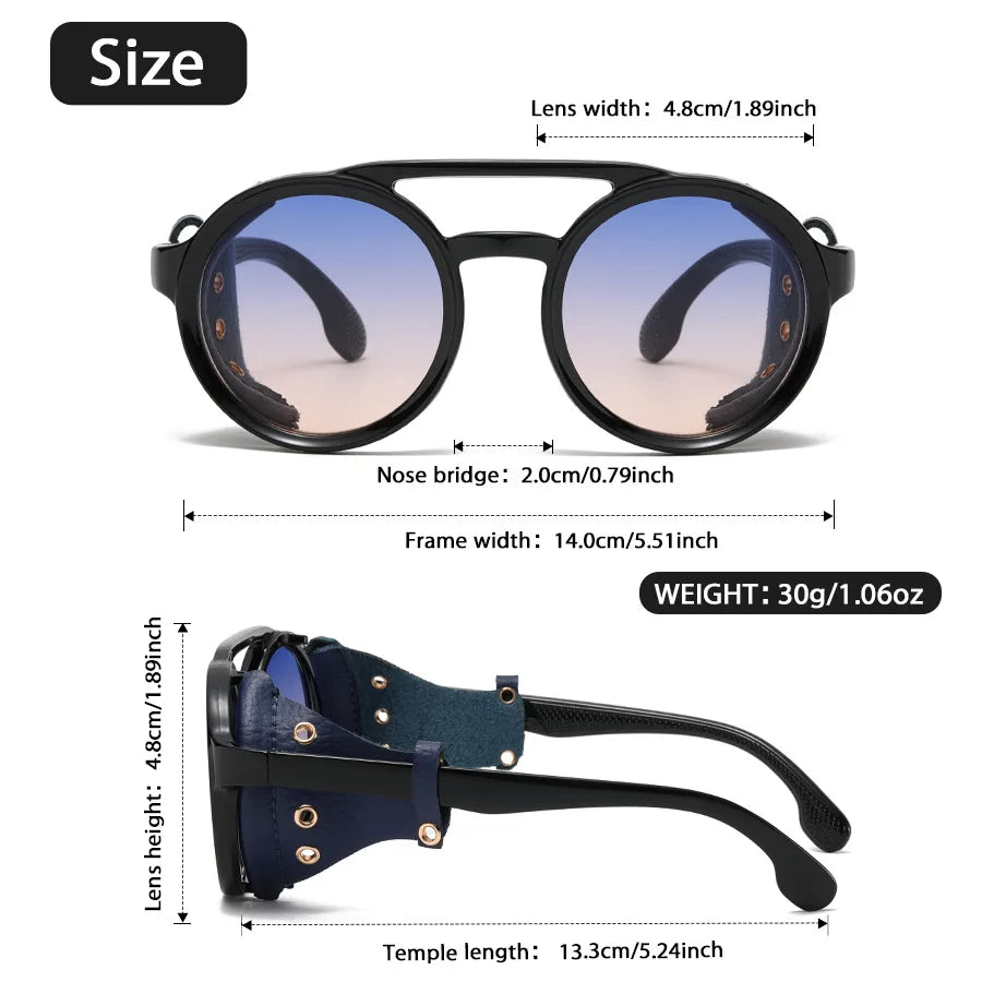 Retro Sunglasses Men Women Leather Round Glasses Vintage Goggles Anti Wind Outdoors Sports Sun Glasses UV400