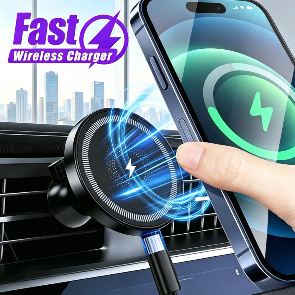 Car Air Vent Magnetic Wireless Charger Phone Holder Stand For iPhone 17 16 Pro Max 15 14 13 12 Fast Charging Cellphone Bracket