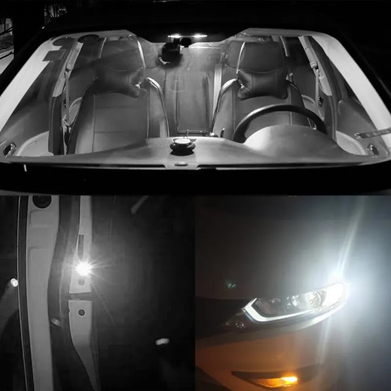 10x BA9S Car LED T4W H6W W5W LED CANBUS COB 2LED Bulb Car Interior License Plate Light Marker Reading Auto Lamp White