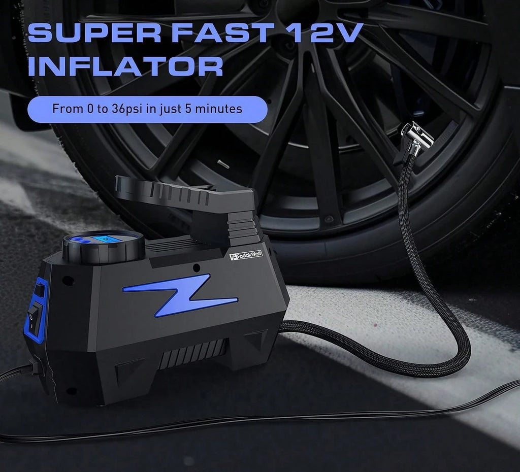 Portable Car Air Compressor 12V, Electric Tire Inflator Pump With Digital Pressure Gauge & LED Light, Handheld Car Air Pump For Car Tires, Motorcycle, Bicycle And Emergency Roadside Use