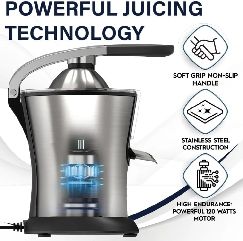 Premium Electric Citrus Juicer | Powerful Motor, Auto Shutoff, Dishwasher-Safe Parts, Pulp Control