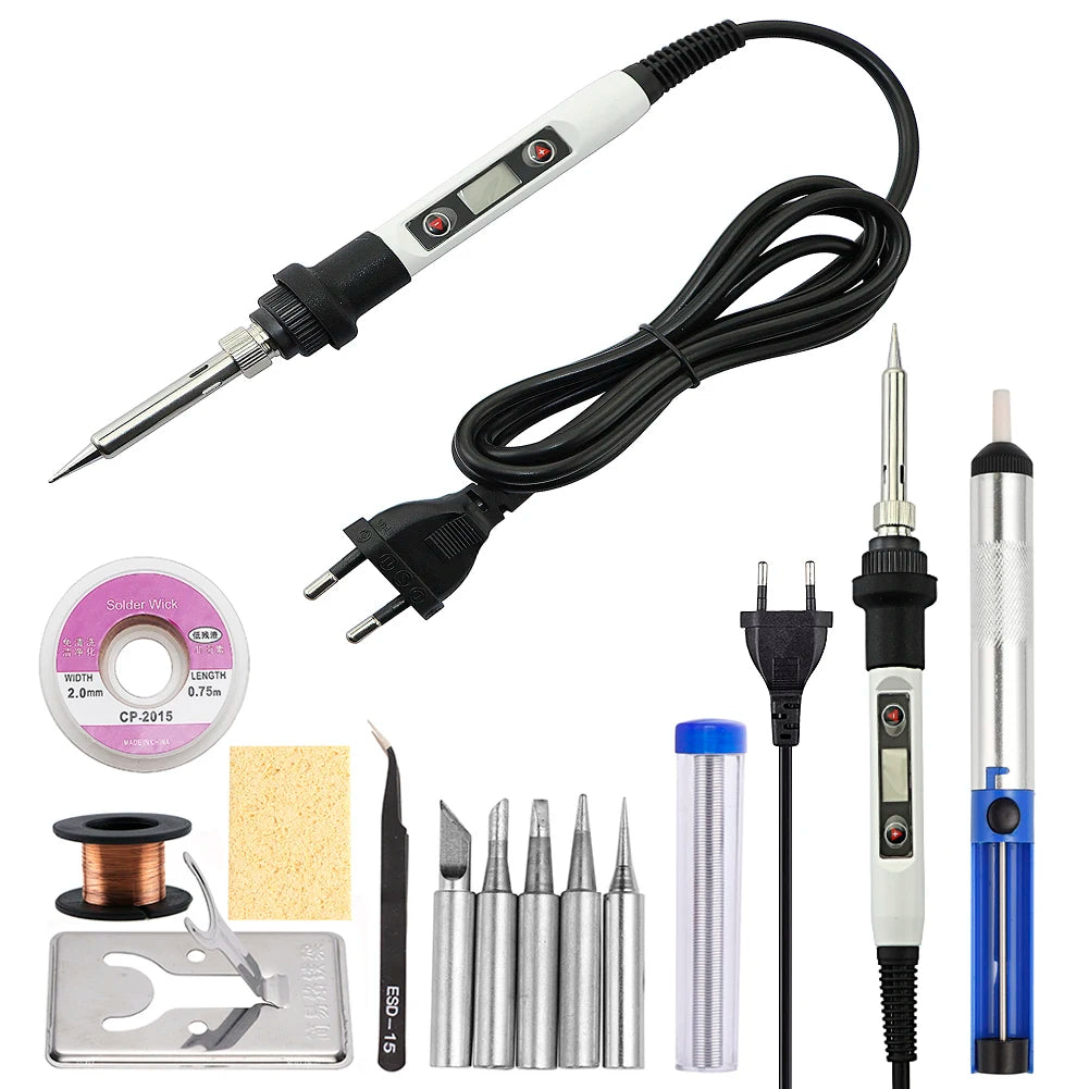 Adjustable Temperature Solder Iron 80W 220V / 110V LCD Electric Soldering Iron Welding Repair Tools