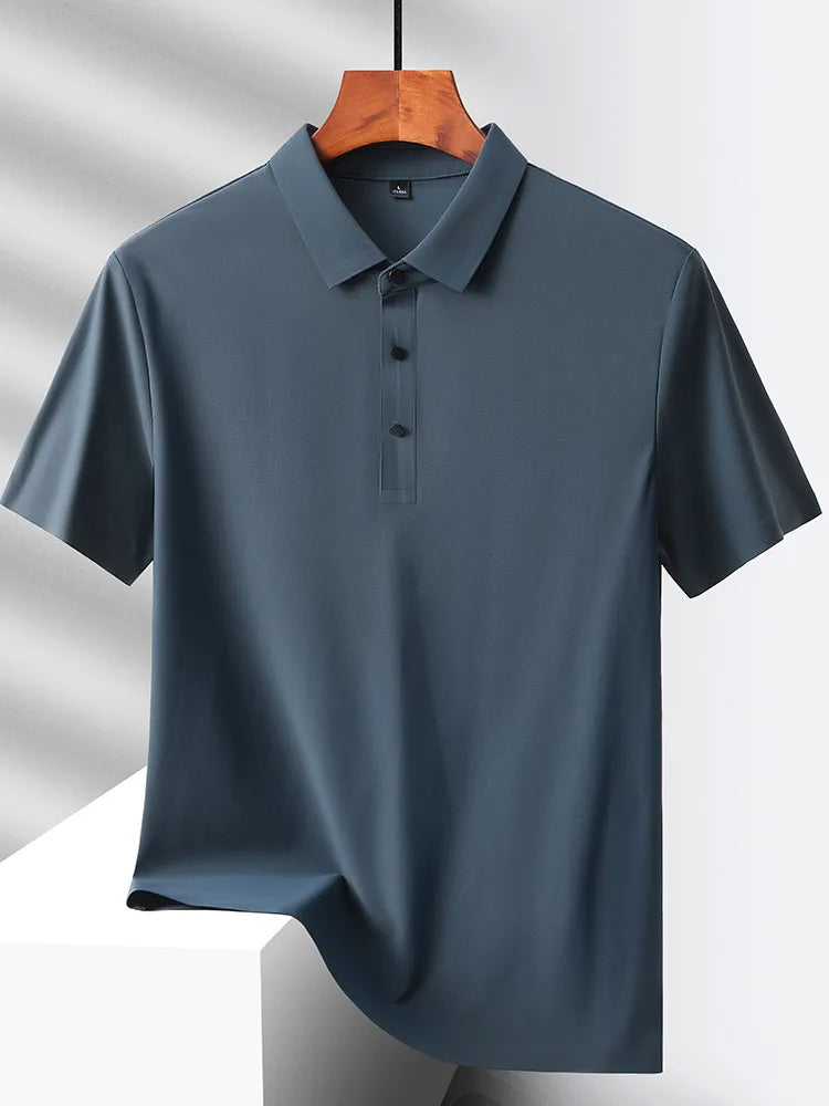 Selected popular nylon fabric, dad's summer clothing, middle-aged men's short sleeved T-shirt, summer ice silk quick drying, mid