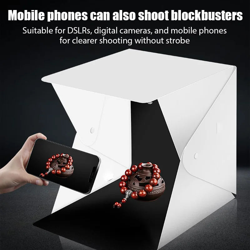 20cm Portable Photobox Photography Folding LED Light Room Photo Studio Light Tent Soft Box With 6 Color Backdrop For DSLR Camera