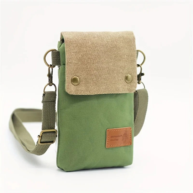 Mini Fabric Crossbody Bag, Color Contrast Cell Phone Bag, Vintage Shoulder Purse For Women Small Crossbody Bag New All-match