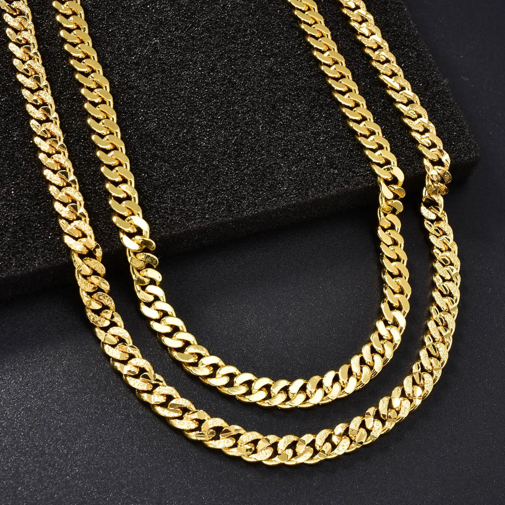 Italian 750 Cuban Chain Necklace For Men And Women Luxurious 18k Gold-Plated Hip-Hop Punk Suitable For Parties New Year Jewelry
