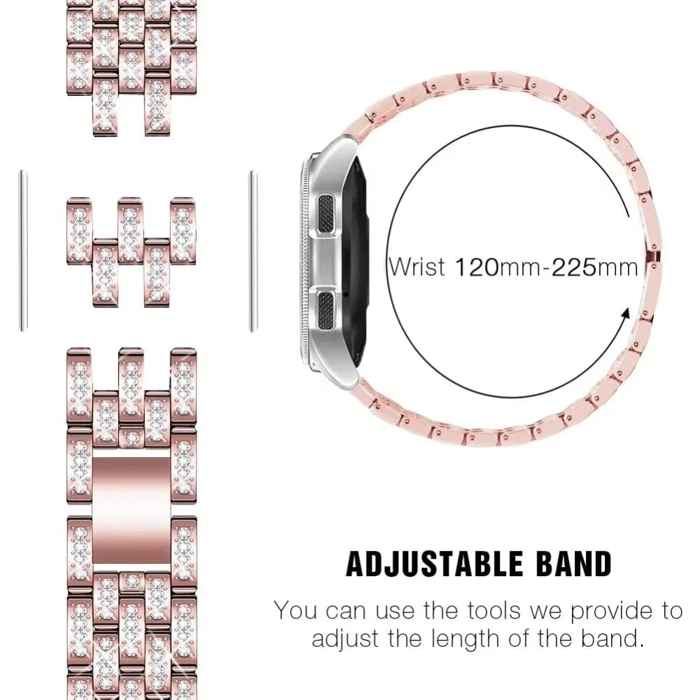 Luxury Full Diamond 5 Row Steel Band 20mm 22mm for Galaxy Watch 6 5 4 Classic Active 2 Gear S3 Huawei GT Amazfit GTR GTS Bip Men