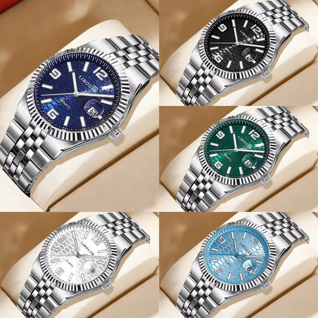 Men's Stylish Fashion Round Quartz Watch Wristwatch Set - Ideal for Daily Wear, Parties, Valentine's Day, Easter, Christmas, New