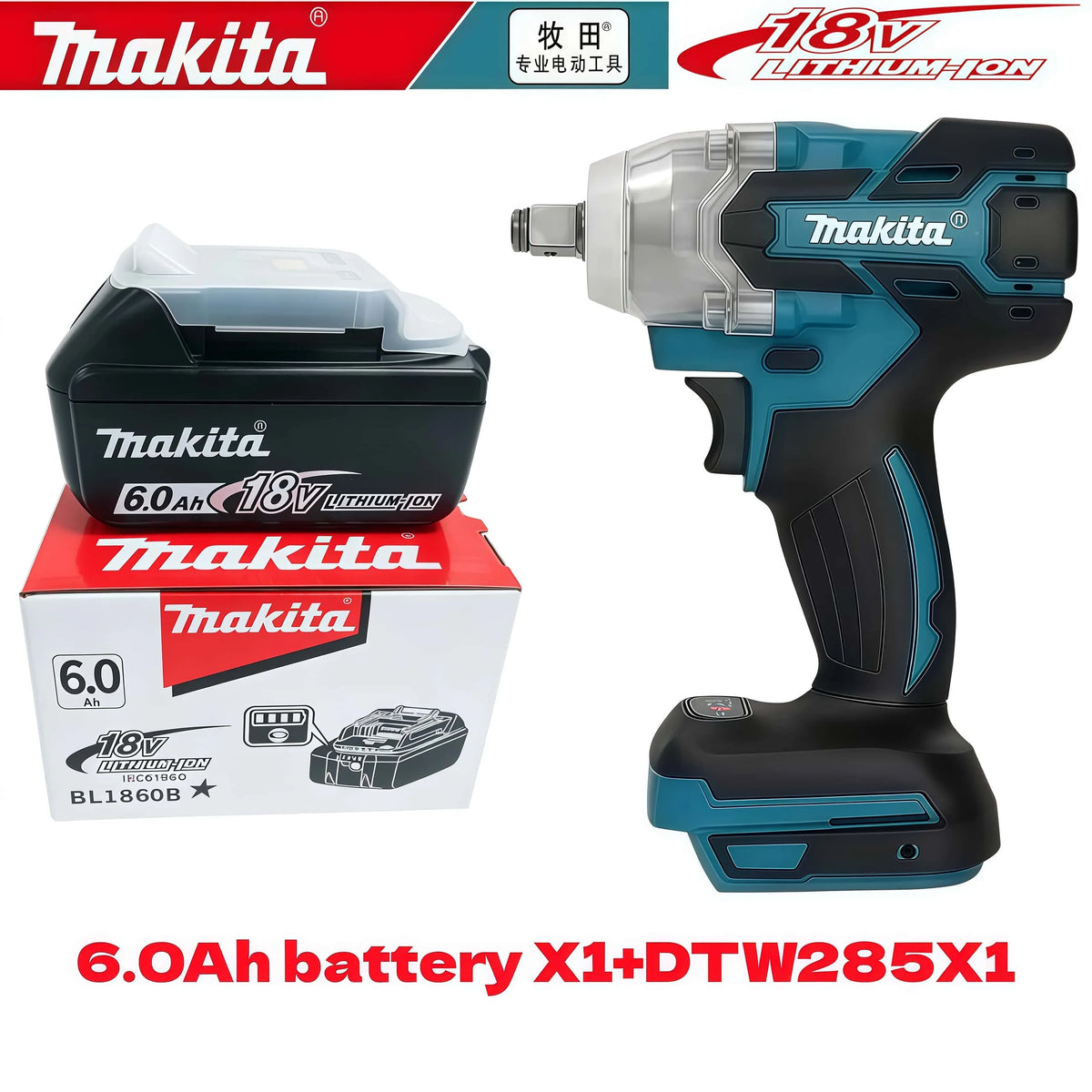 Original Makita 18V BL1860 6Ah Lithium Battery Power Tool Battery Replacement LXT BL1850B BL1840 18V Screwdriver with Battery MA