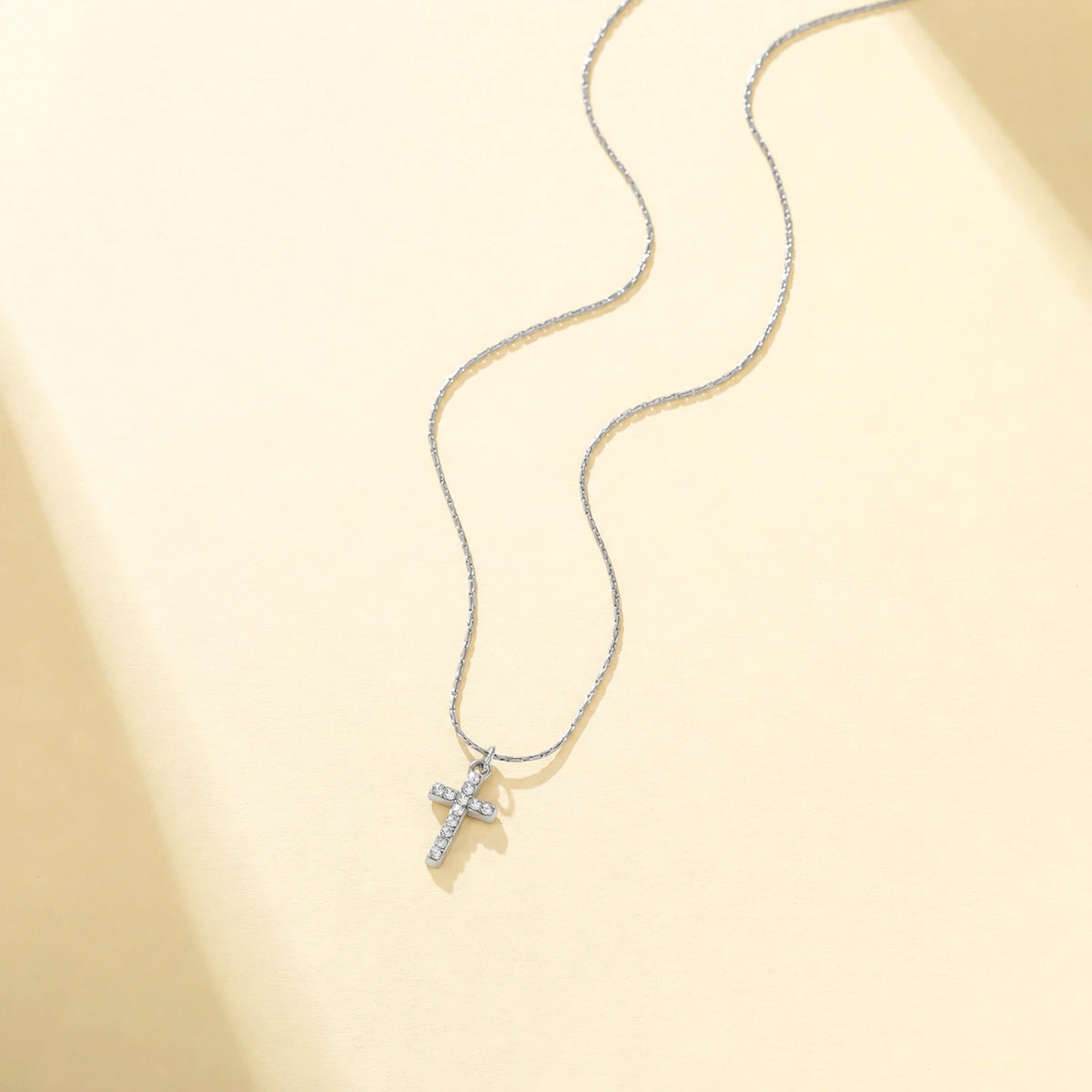 Skyrim Clear Zircon Cross Pendant Necklace Women Gold Plated Stainless Steel Filled Beading Chain Choker Religious Jewelry Gift