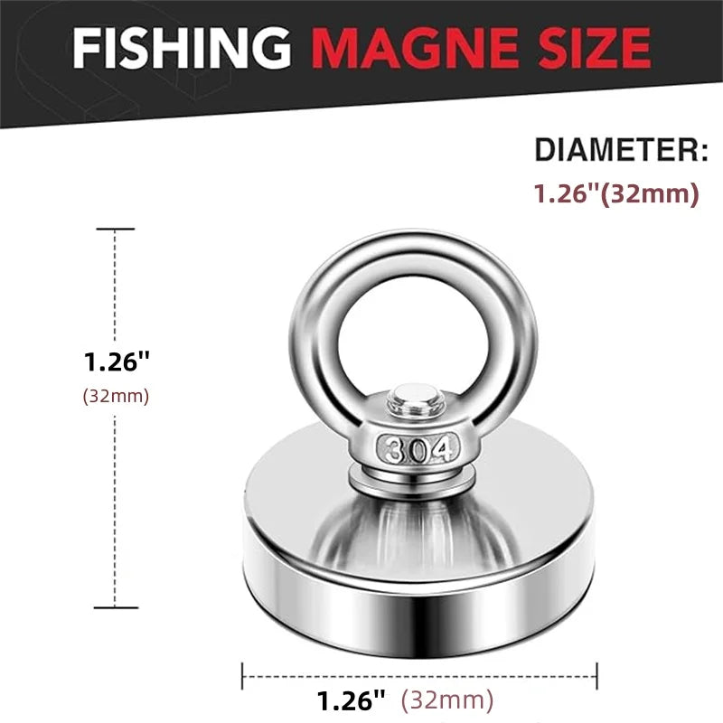 D16~D42mm Strong Suction Salvage Helper, Made of N52 Heavy Rare Earth Material, with Countersunk Hole and Eyebolt Suction metal