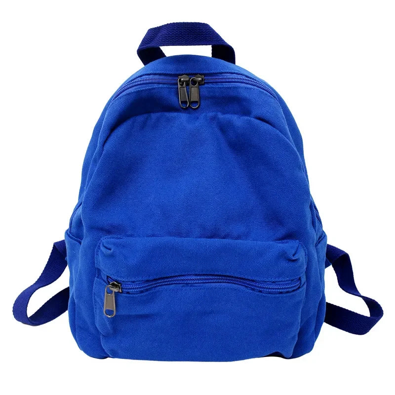 Small Canvas Vintage Backpack 2022 New Simple Unisex Women Men Bags for Teenage Girls Young Solid Color Ladies Mini  Rucksack