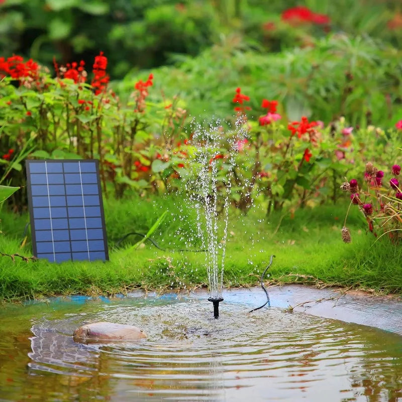 2.5W Split Solar Fountain Pump 6 Nozzles 4ft Water Pipe Outdoor Garden Landscape Decoration
